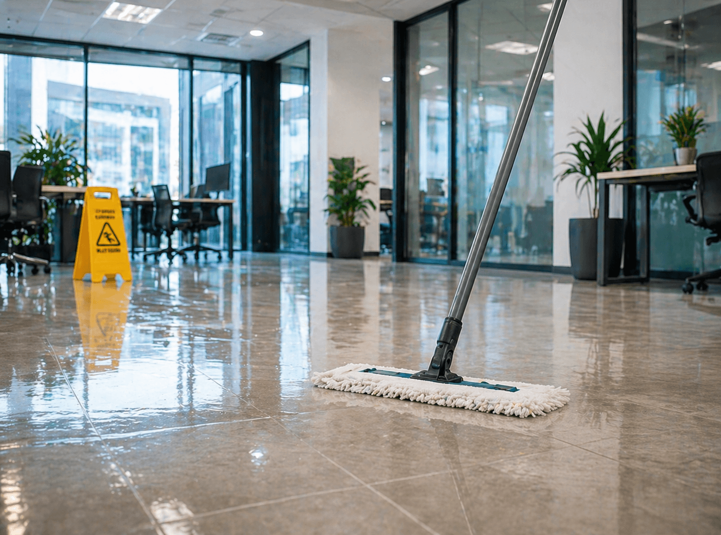 Building cleaning services mop photo