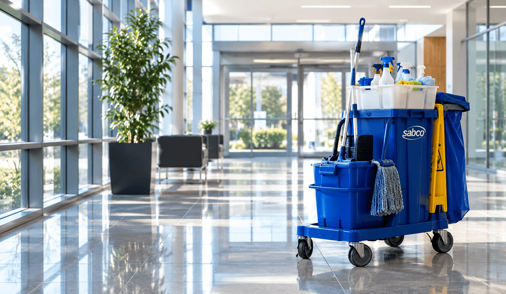 cleaning trolley and equipment for office buildings